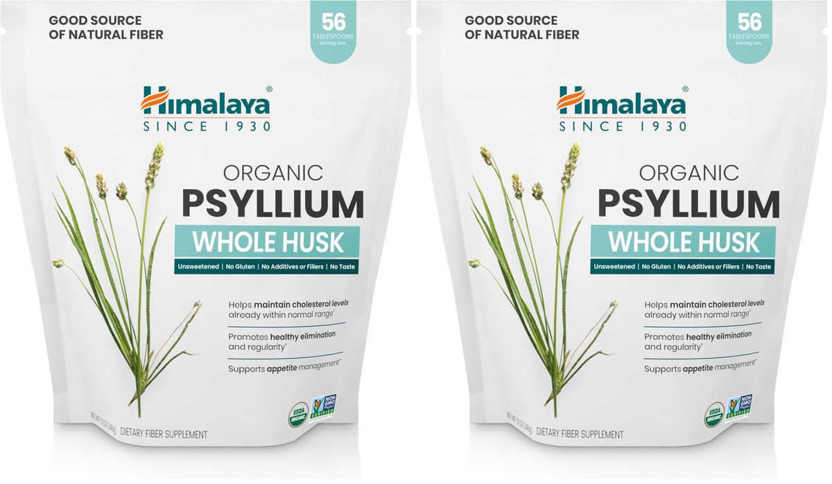 Front label of Himalaya Organic Psyllium Whole Husk 12 oz pack (pack of 2)