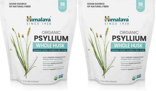 Front label of Himalaya Organic Psyllium Whole Husk 12 oz pack (pack of 2)