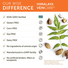 Vegan non-GMO gluten-free label for Himalaya VeinCare