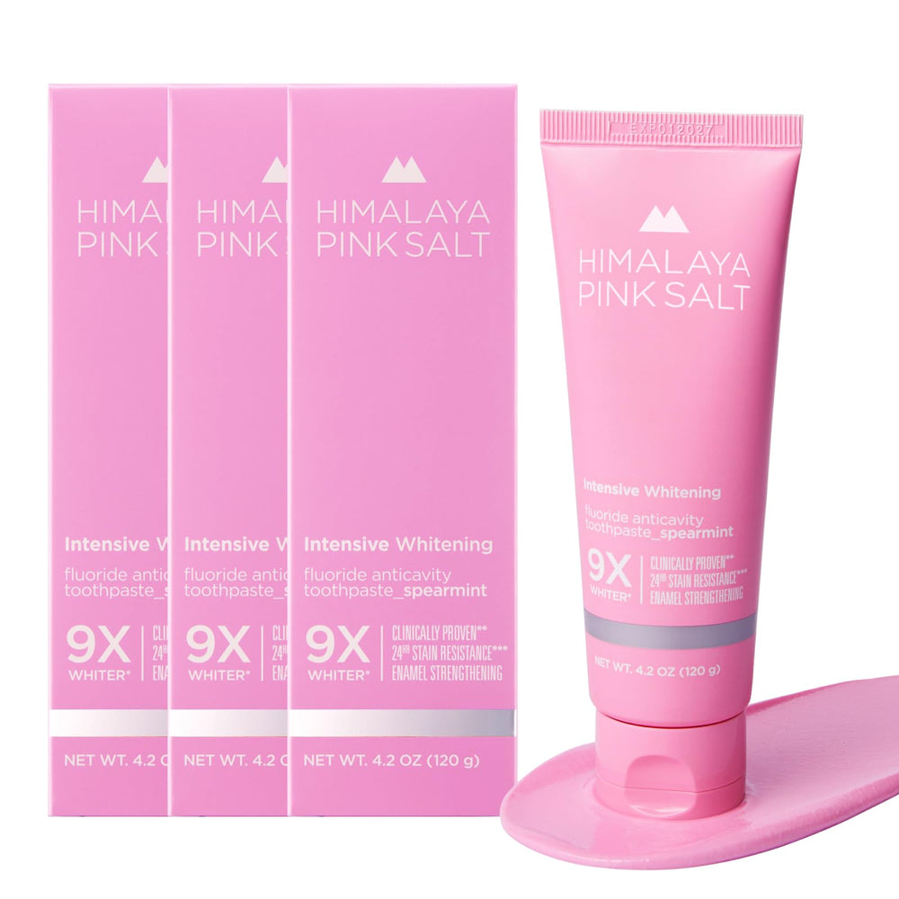 Front view of Himalaya PINKSALT toothpaste spearmint tube
