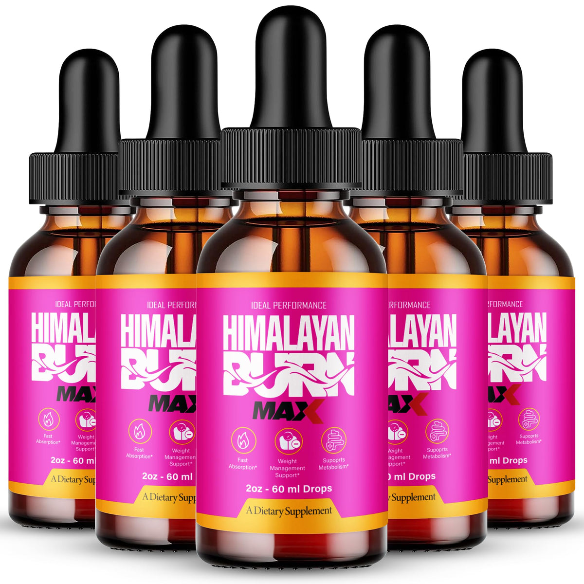 Bottle of Himalayan Burn Drops Max with dropper