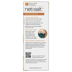 Himalayan Chandra Neti Salt Plus packaging display highlighting the iodine-free formula.