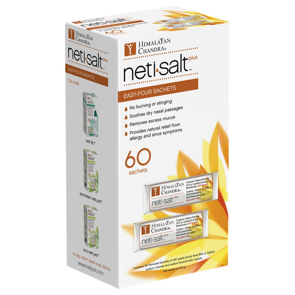 Himalayan Chandra Neti Salt Plus 60ct box ready for nasal irrigation routines.