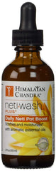Himalayan Chandra Neti Wash Plus bottle demonstrates aromatic nasal rinse for congestion relief.