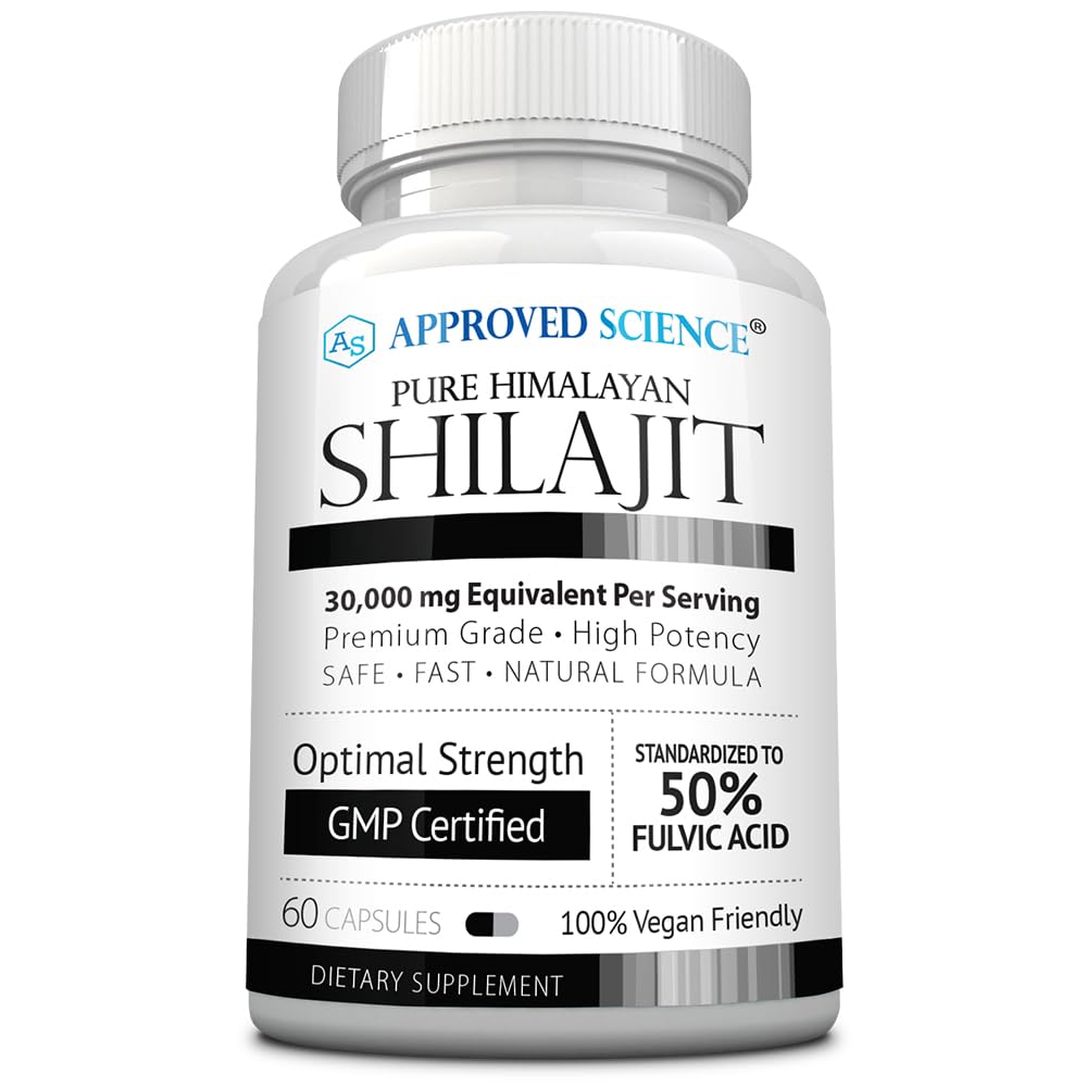 Himalayan Shilajit 30:1 extract with 50% fulvic acid, 60 vegan capsules packaging