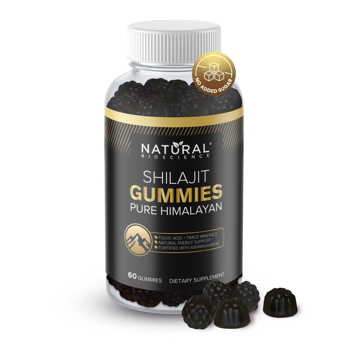 Front view of Himalayan Shilajit Gummies 800mg bottle