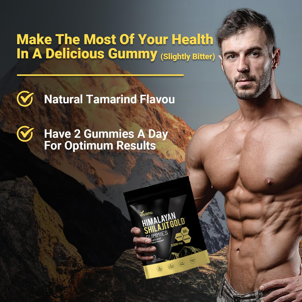 VivoNu Shilajit Gummies packaging label with 85+ trace minerals