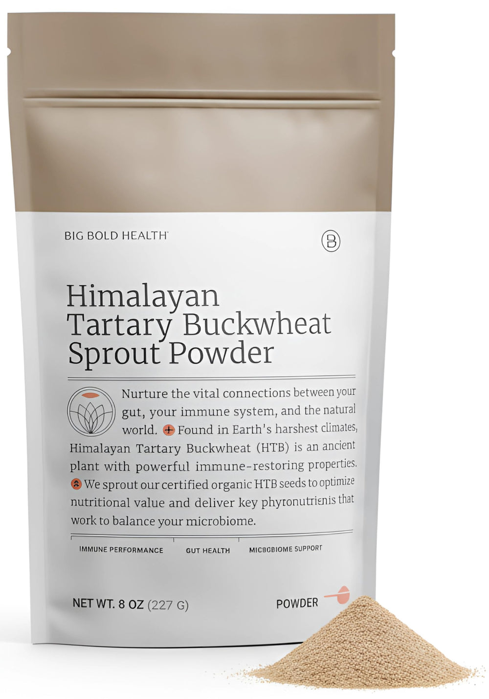 Front view of BIG BOLD HEALTH Himalayan Tartary Buckwheat Sprout Powder container