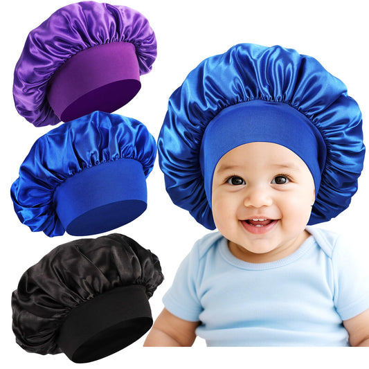 Himoswis baby bonnet with flat band in black for secure all-night wear.
