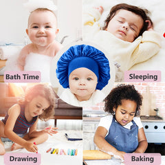 Himoswis baby bonnet with flat band in blue protects delicate hair overnight.