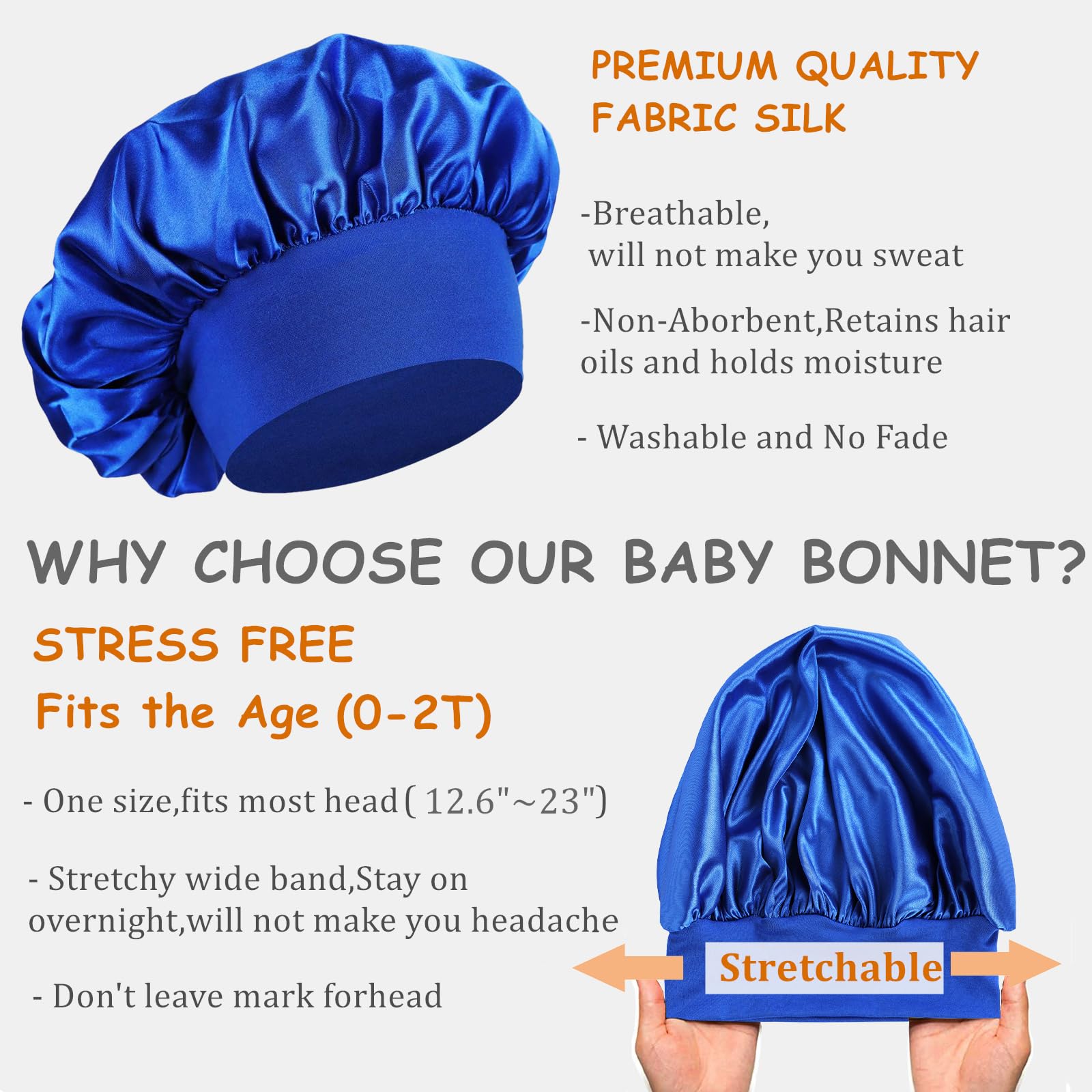Himoswis baby bonnet maintains moisture and minimizes frizz while resting.