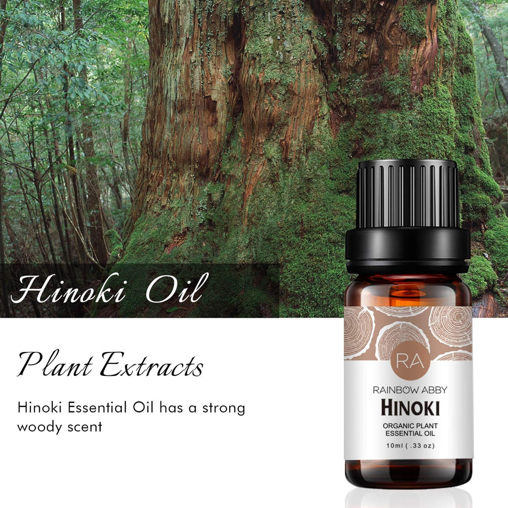 Back label of Rainbow Abby Hinoki essential oil 2x10ml pack