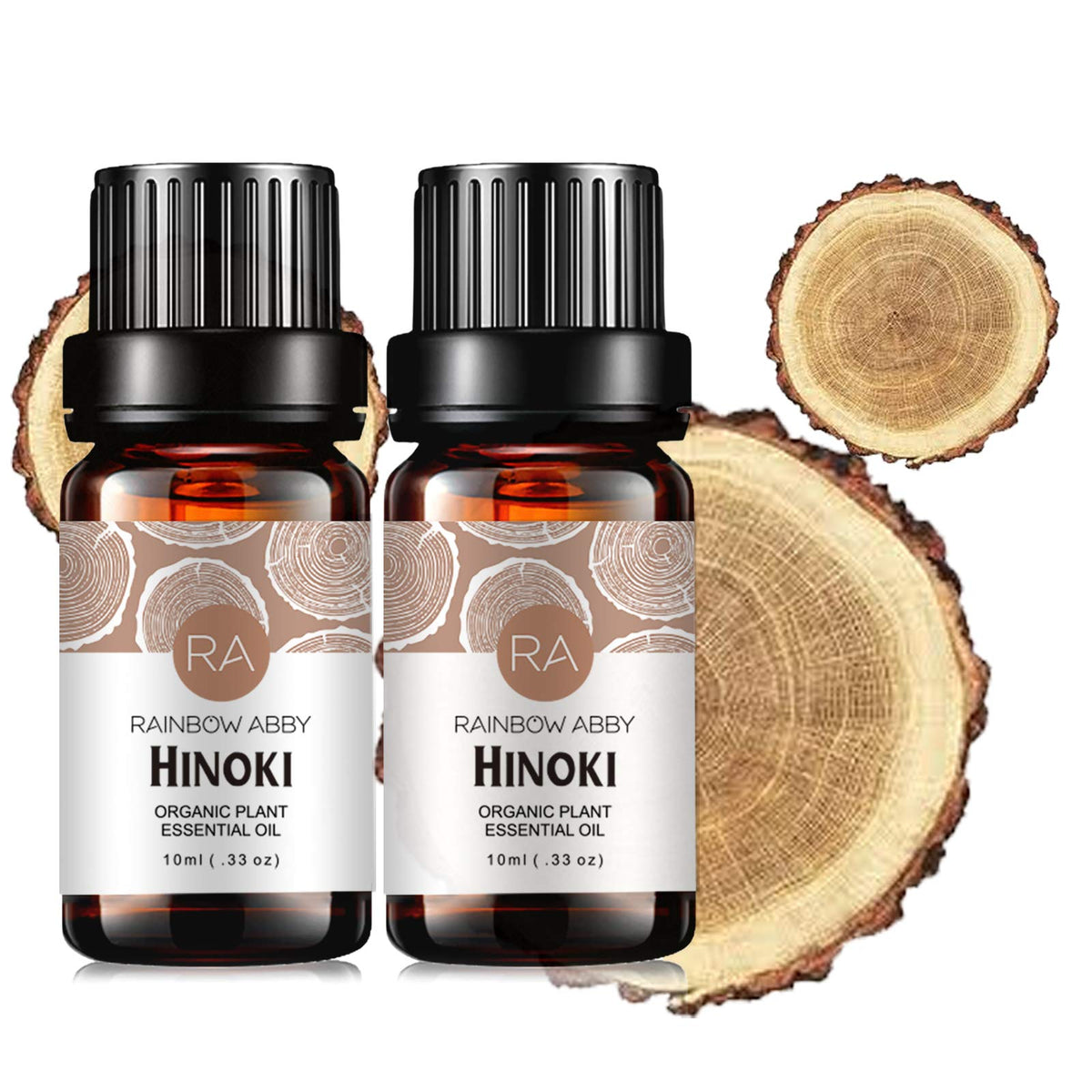 Front view of Rainbow Abby Hinoki essential oil 2x10ml pack