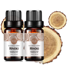 Hinoki essential oil usage and ingredients display