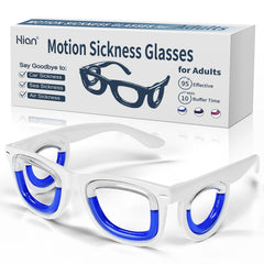 Hion adult anti-motion-sickness glasses front view for travel comfort