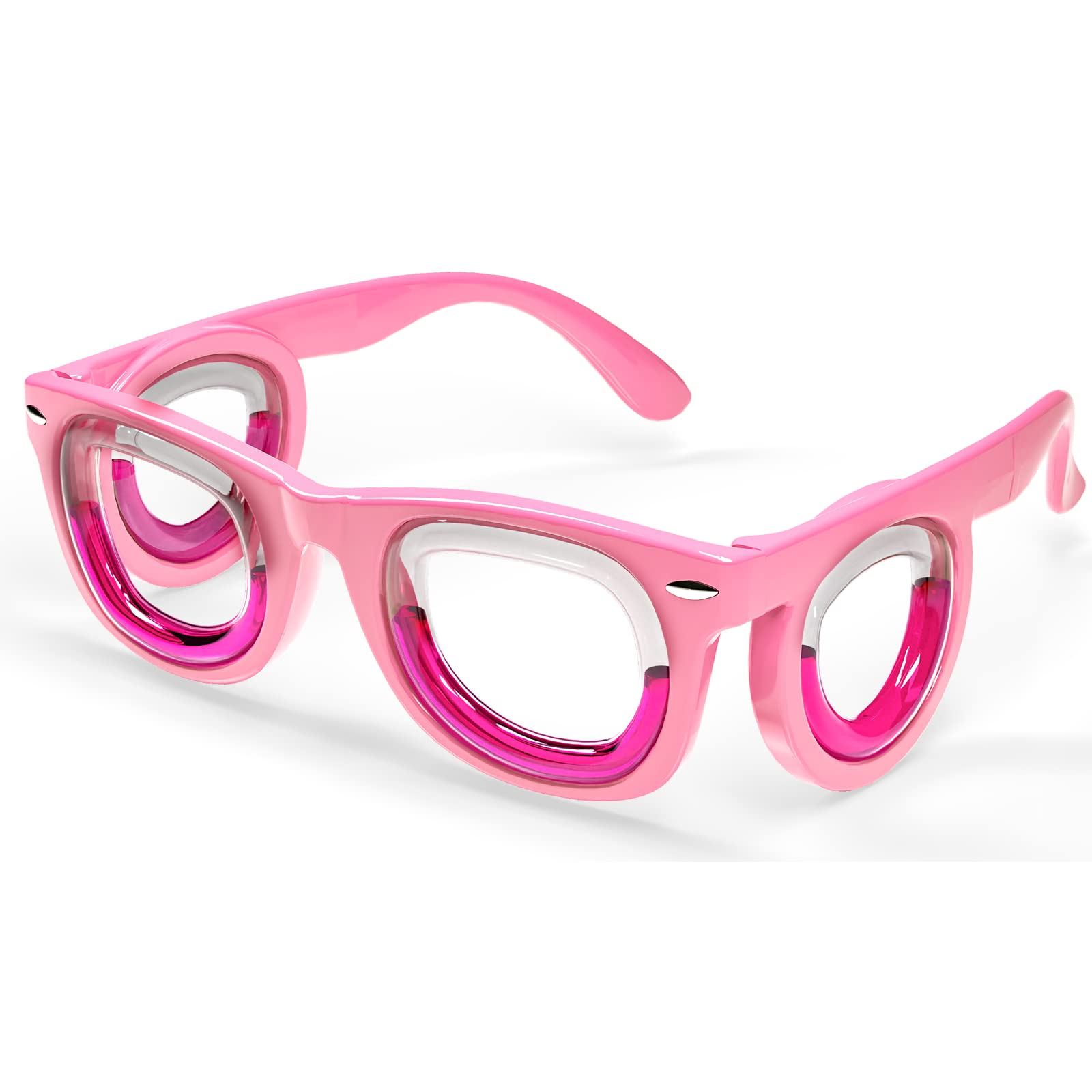 Hion Kids Anti-Motion Glasses pink front view for travel comfort.