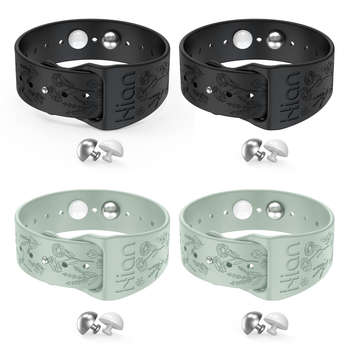 Hion motion sickness band black daisy closeup showcases stylish pattern and color for everyday wear.