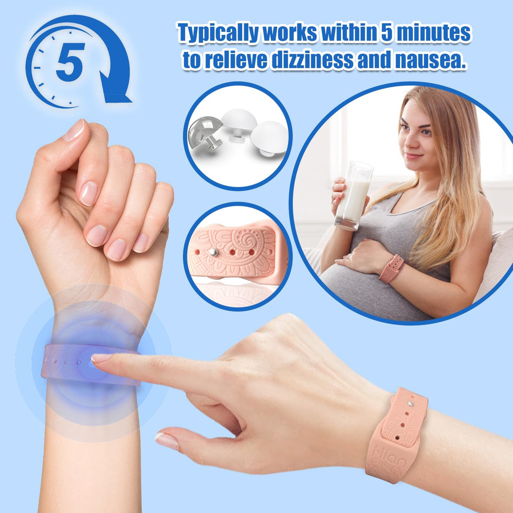 Hion motion sickness bracelets adjustable band for comfortable wear.