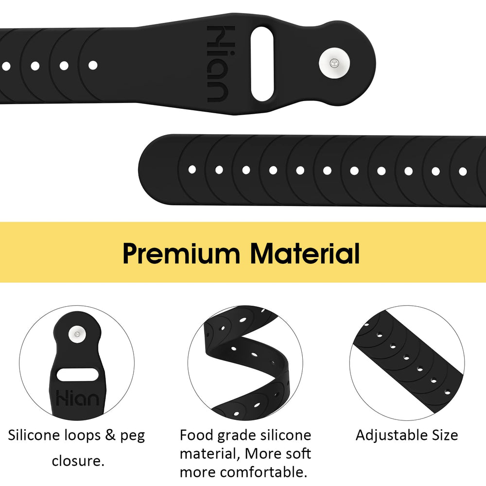 Hion black wristband worn on wrist showing adjustable, comfortable fit