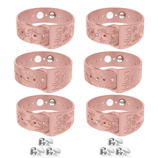 Hion motion sickness bracelets pink sunflower pattern worn on wrist for travel comfort