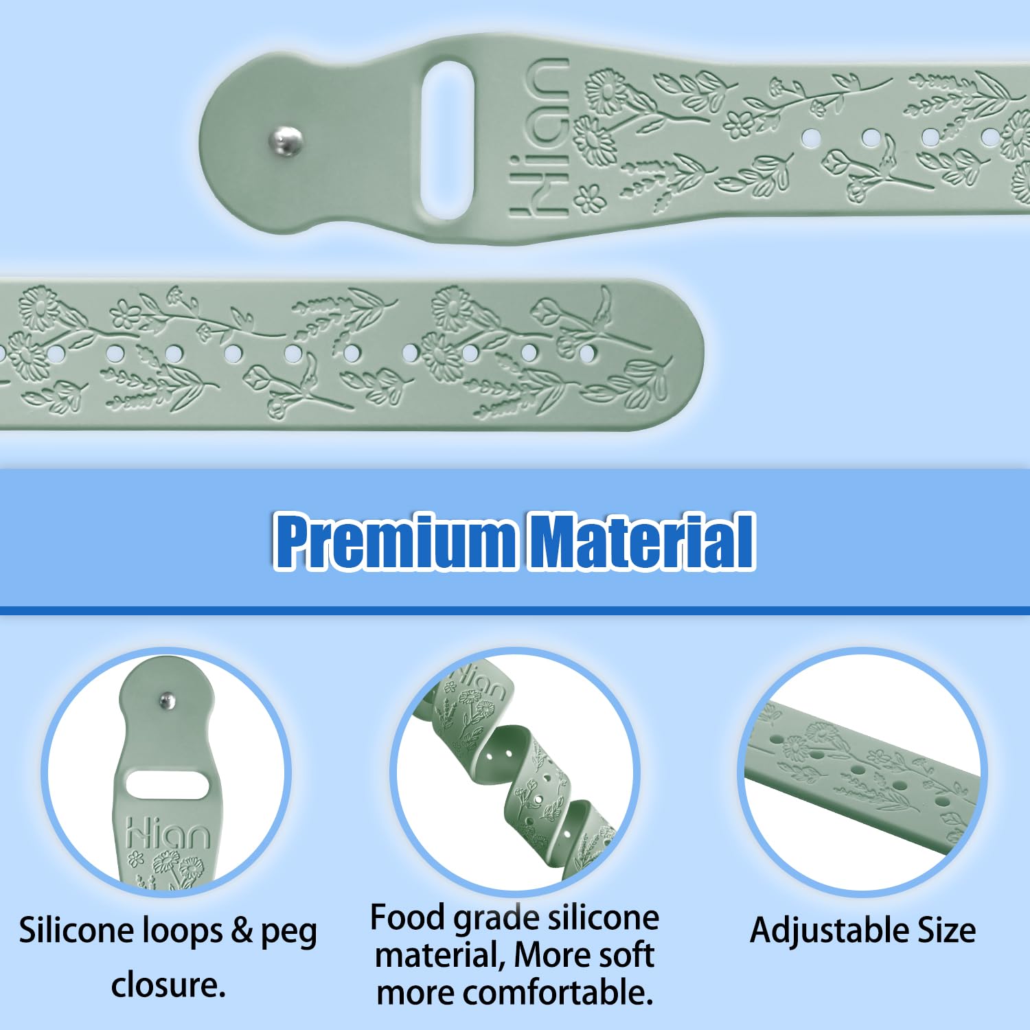 Hion bracelets adjustable strap detail for a secure, comfortable fit on most wrists