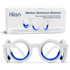 Hion Motion Sickness Glasses folded compact for travel comfort on the go.