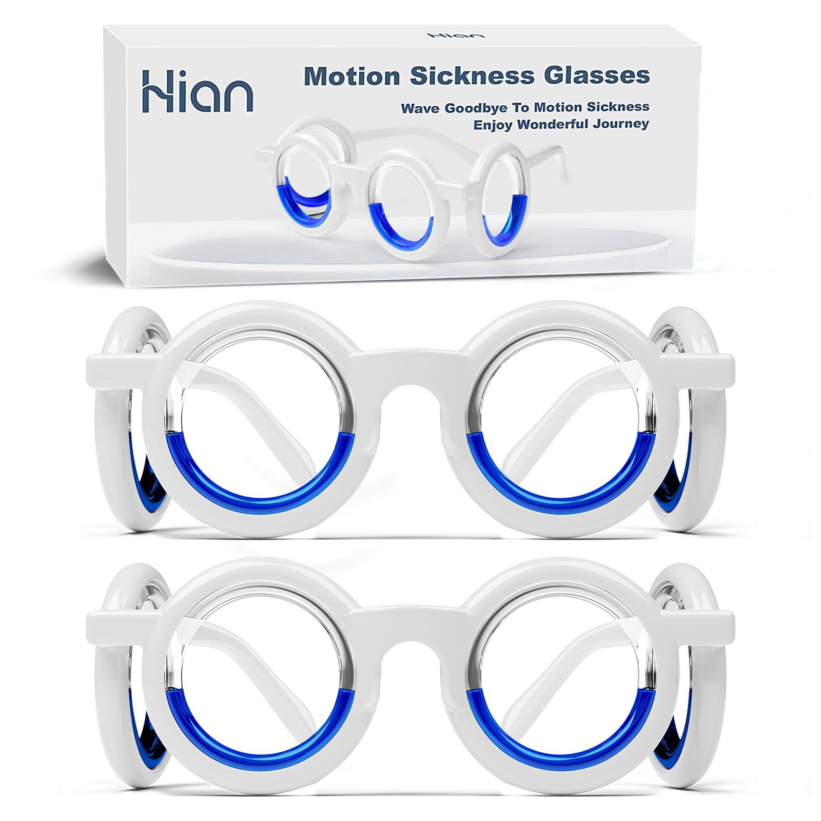 Hion motion sickness glasses folded compact for travel and storage.