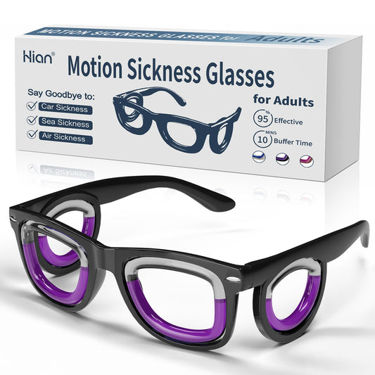 Hion motion sickness glasses front view for travel comfort and all-around vision