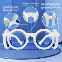Hion Motion Sickness Glasses front view highlighting no lenses and liquid horizon