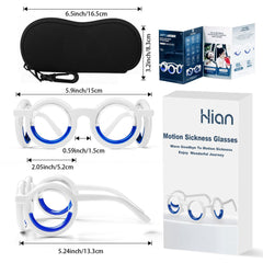 Hion Motion Sickness Glasses liquid-filled circle adapts to motion for visual balance.