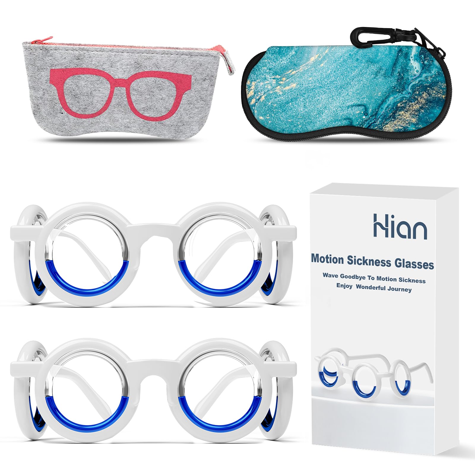Hion Motion Sickness Glasses two-pair pack for portable travel relief