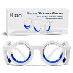 Hion Motion Sickness Glasses package view, compact travel-ready for on-the-go relief.