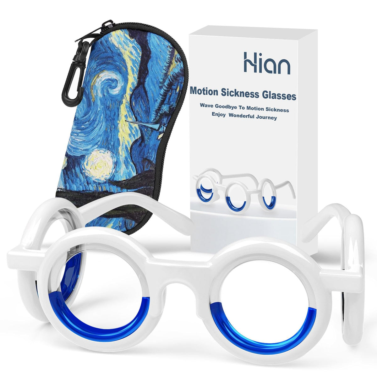 Hion Motion Sickness Glasses Starry front view showing ultra-light design for travel relief