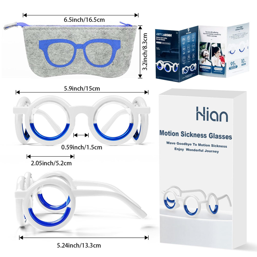 Hion motion sickness glasses used across car, boat, plane travel scenarios