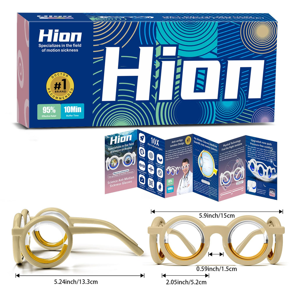 Hion motion sickness glasses ultra-light design supports comfortable all-day wear.