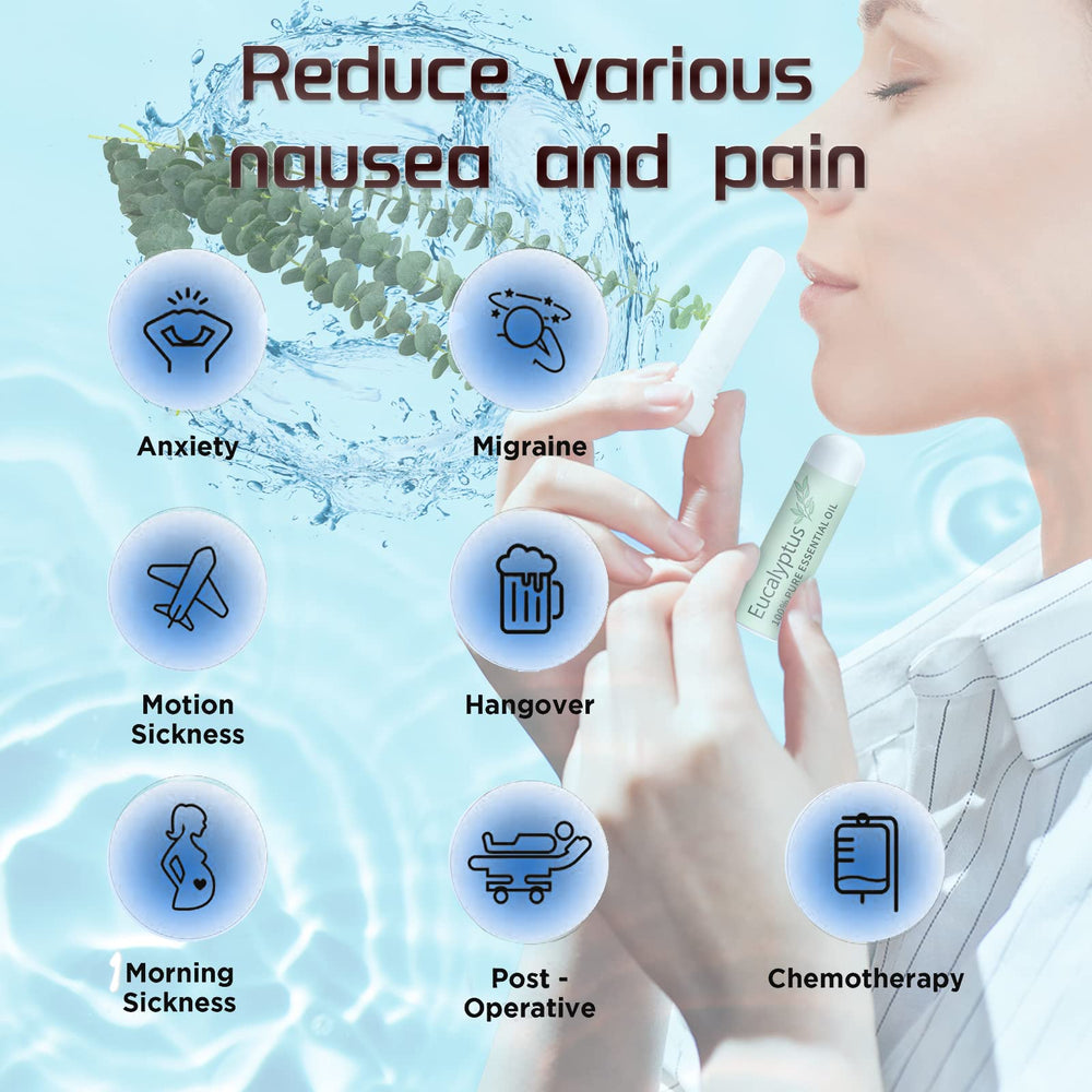 Hion Nausea Relief Inhaler essential oils label highlights 100% natural ingredients.