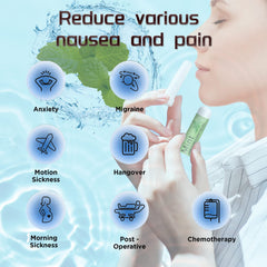 Hion Nausea Relief Inhaler Mint satisfaction-guarantee badge signals support.