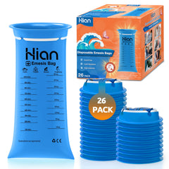 Hion Vomit Bags Disposable packaged box shown for portable travel storage.