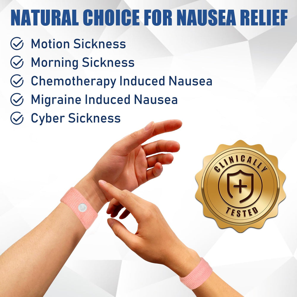 Hionfurt acupressure wristbands target Nei-Kuan point for natural nausea management.