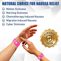 Hionfurt acupressure wristbands aligned with Nei-Kuan point for drug-free nausea relief.