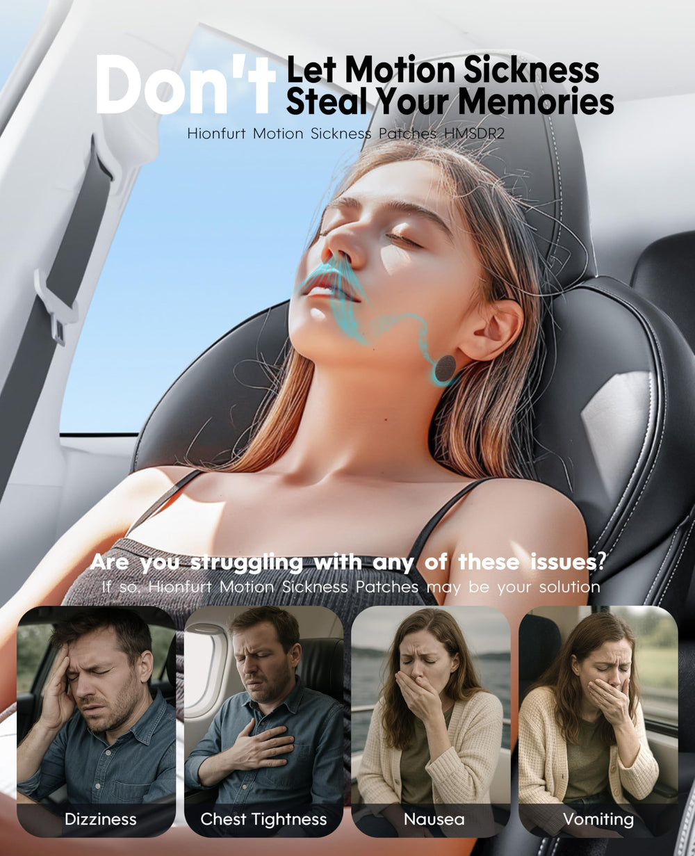 Hionfurt HMSDR2 car ride use shown for on-the-go motion support.