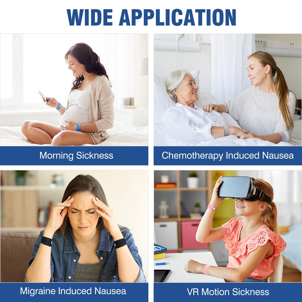 Hionfurt motion sickness bands color assortment image showcases four color options.