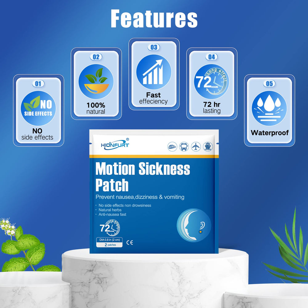 Hionfurt motion sickness patches waterproof-backside illustrates sweat-resistant adhesion for long journeys.