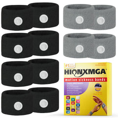 HIONXMGA 6 Pairs motion sickness bands packshot showing travel-ready nausea relief potential