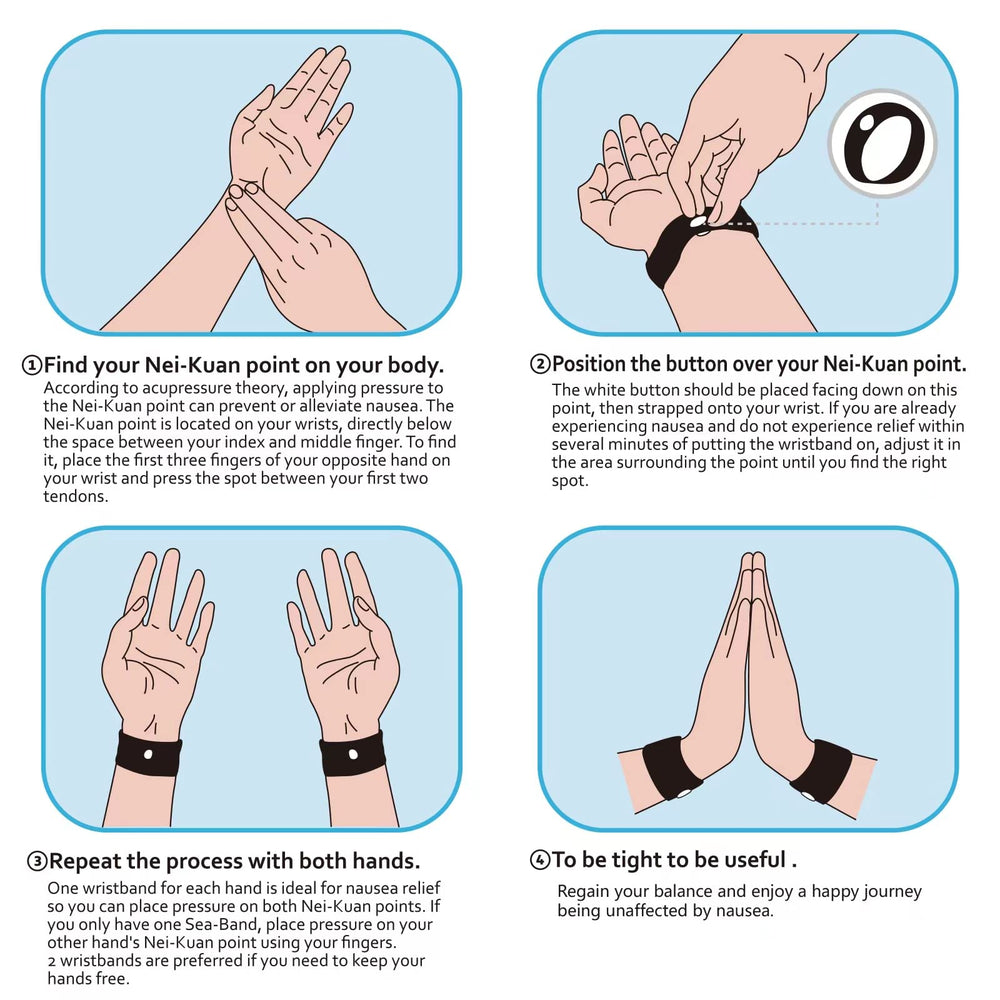 HIONXMGA travel-ready bands displayed on car dashboard for on-the-go relief
