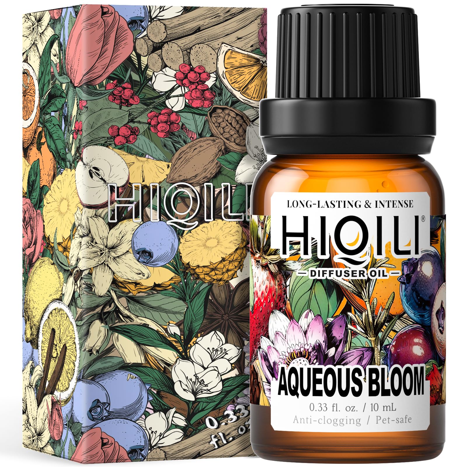 HIQILI Aqueous Bloom Diffuser Oil bottle with 0.34 fl oz label