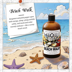 Close-up of Beach Walk fragrance oil label