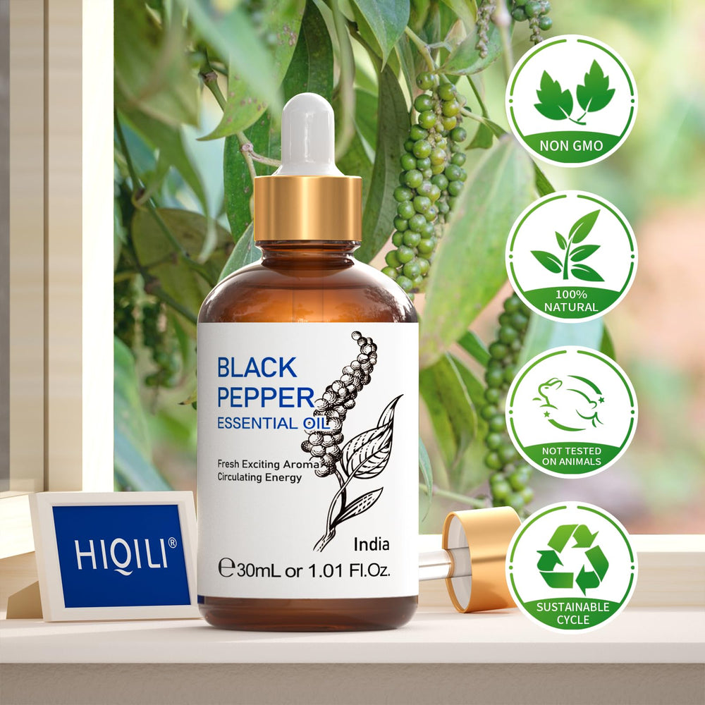 Amber UV-resistant bottle of HIQILI Black Pepper Essential Oil