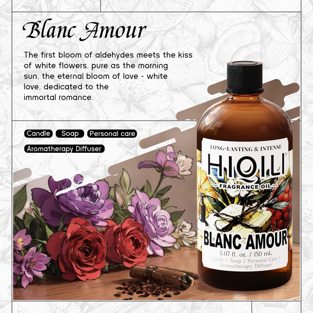 Dropper dispensing Blanc Amour fragrance oil