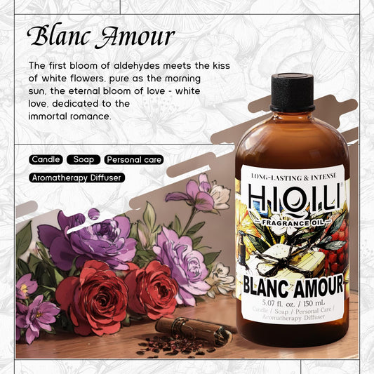 Dropper dispensing Blanc Amour fragrance oil